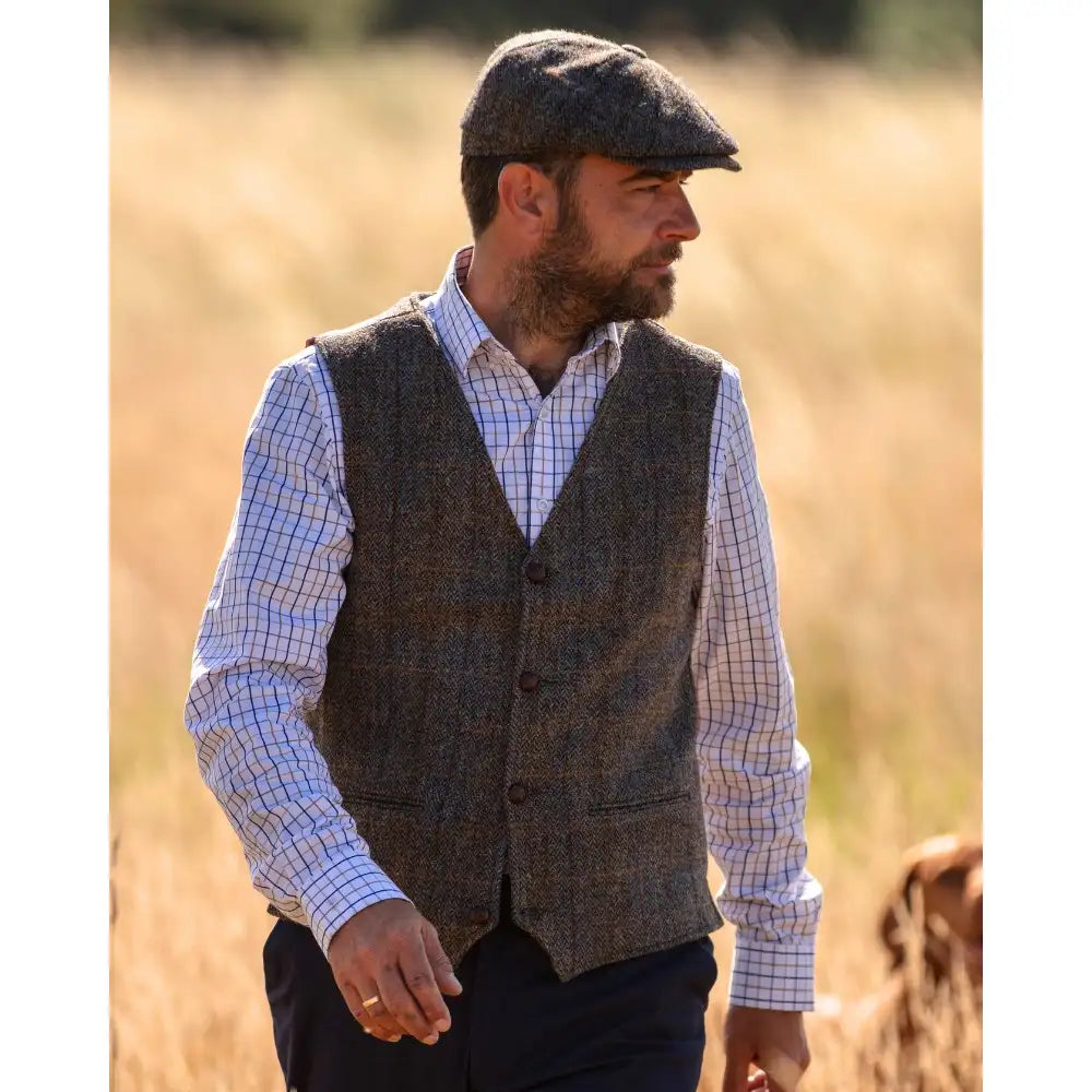 Men's Classic Scottish Harris Tweed Waistcoat - Clinton Brown Men's Classic Scottish Harris Tweed Waistcoat - Clinton Brown