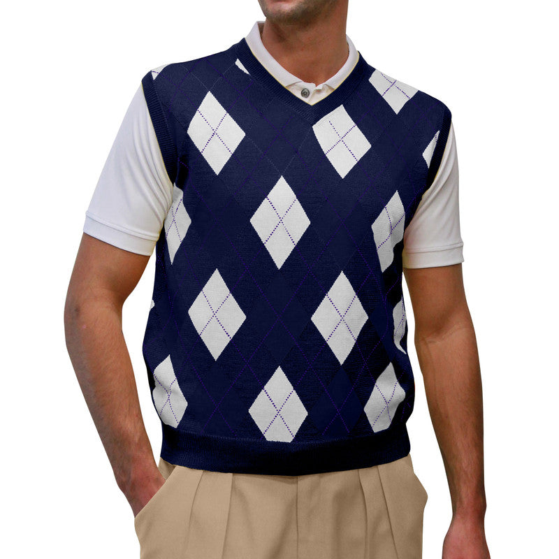 Argyle Golf Sweater Vest in Navy and White by Hickory Golf Store – Vintage Golf Outfit