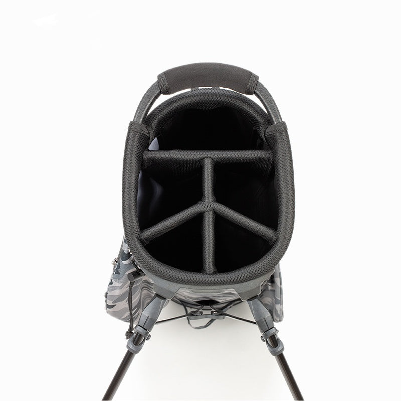 Black Camo Vintage Leather Sunday Golf Bag with Stand, featuring High-Capacity Storage for Golf Clubs