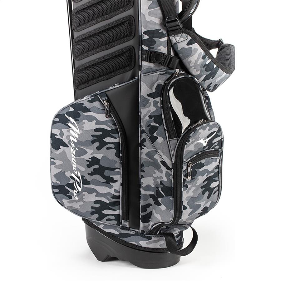 Black Camo Vintage Leather Sunday Golf Bag with Stand, featuring High-Capacity Storage for Golf Clubs