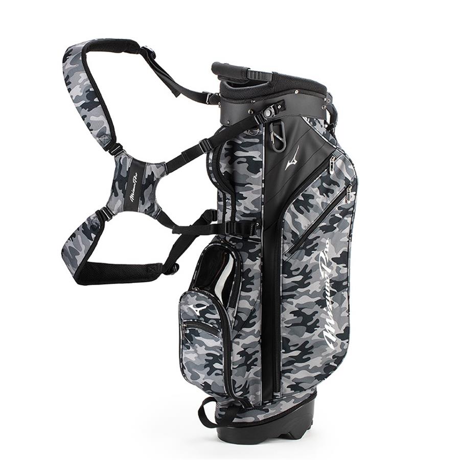 Black Camo Vintage Leather Sunday Golf Bag with Stand, featuring High-Capacity Storage for Golf Clubs