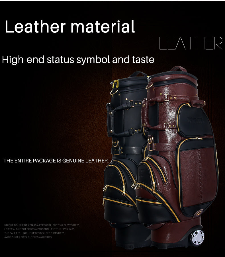 PGM Vintage Retractable Leather Golf Bags - Multifunctional Golf Travel Bag