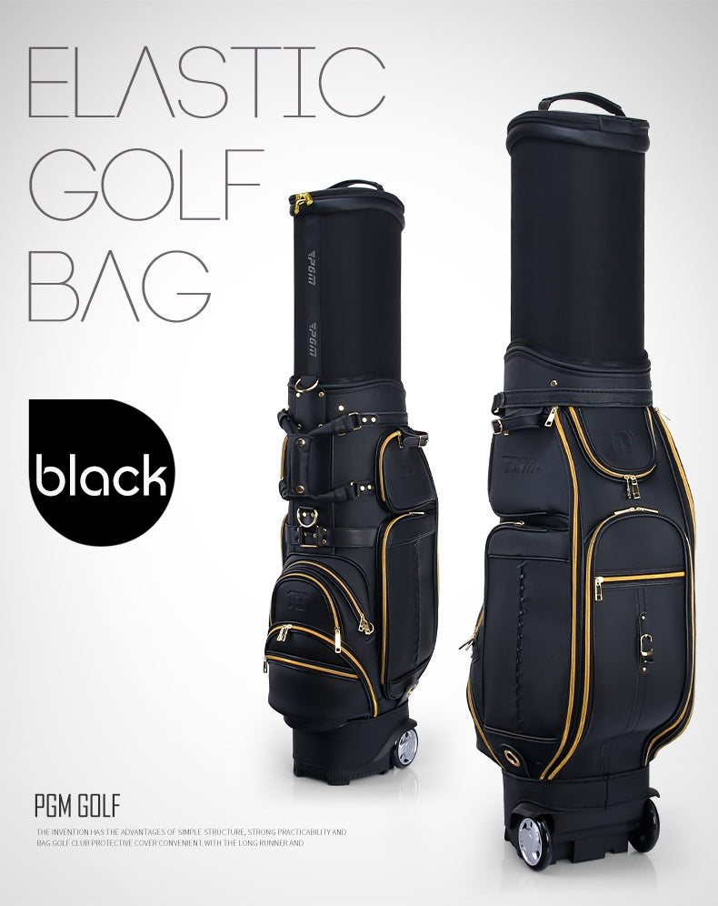 PGM Vintage Retractable Leather Golf Bags - Multifunctional Golf Travel Bag