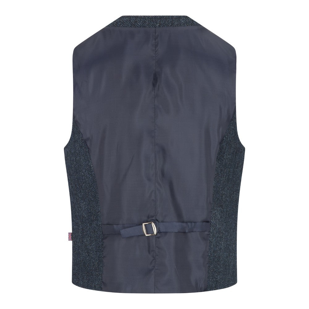 Mens Classic Scottish Harris Tweed Waistcoat - Midnight Blue