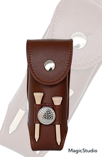 Elegant Links Companion: Genuine Leather Golf Ball Holder