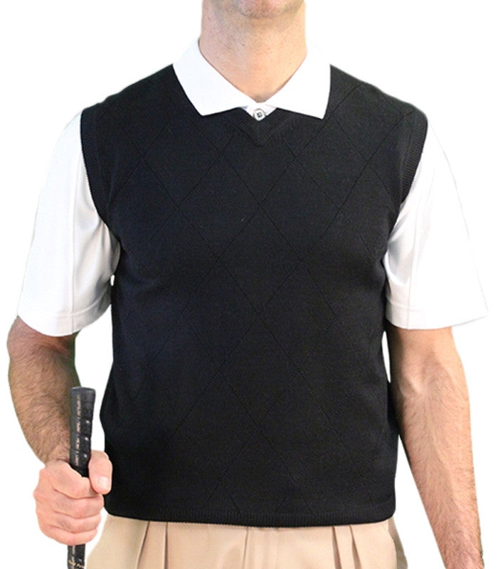 HickoryGolfStore Men’s Golf Sweater Vest Black Front View