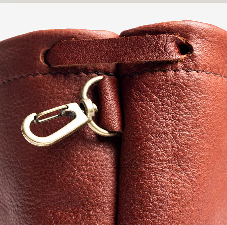 Handmade Vintage Saddle Leather Golf Ball Pouch | Brown