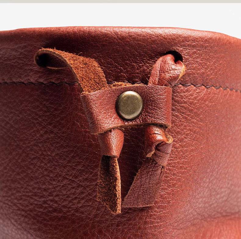 Handmade Vintage Saddle Leather Golf Ball Pouch | Brown