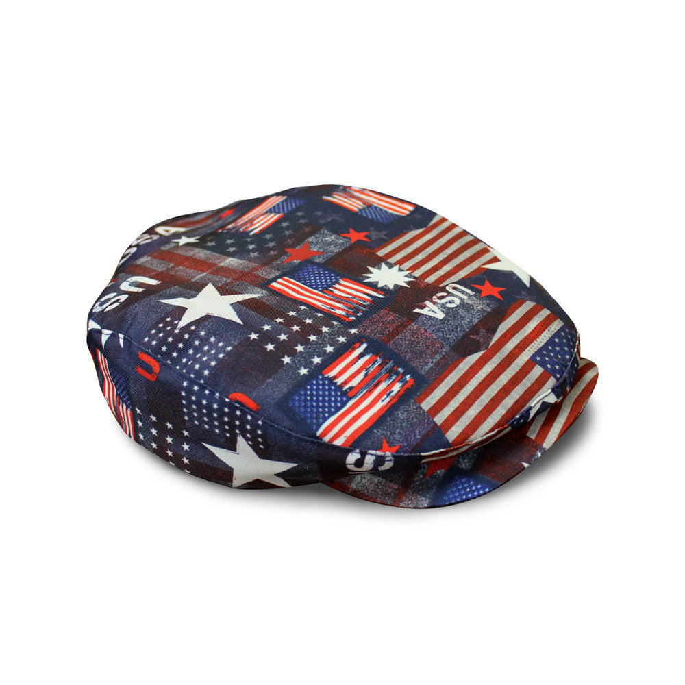 Vintage-style golf cap featuring USA Stars & Stripes, Maple Leaf, and Irish flag designs from the Par 5 Collection