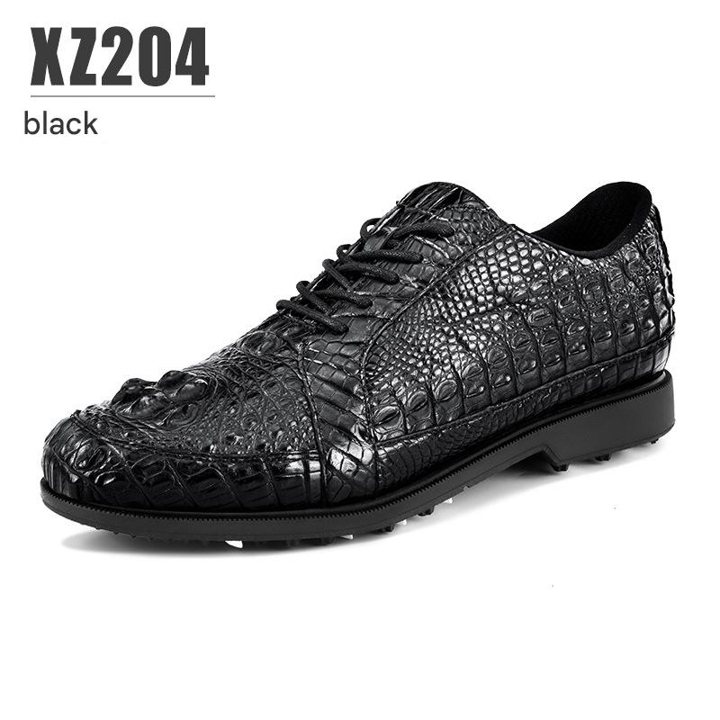 Men’s crocodile leather golf shoes by Hickory Golf Store – waterproof, anti-slip spiked golf footwear for classic gentlemen golfers.