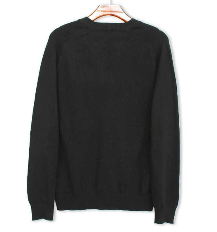 HickoryGolfStory Long Sleeve Solid Golf Sweater Mens Black Cotton Pullover