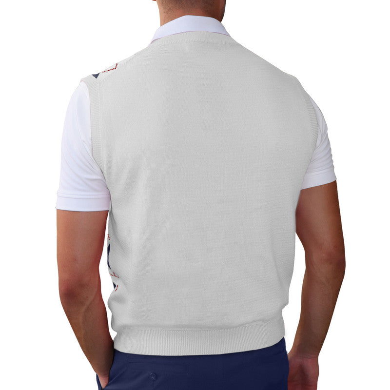 Men’s Argyle Golf Sweater Vest White Dark green Navy – Classic Golf Knitwear from HickoryGolfStore