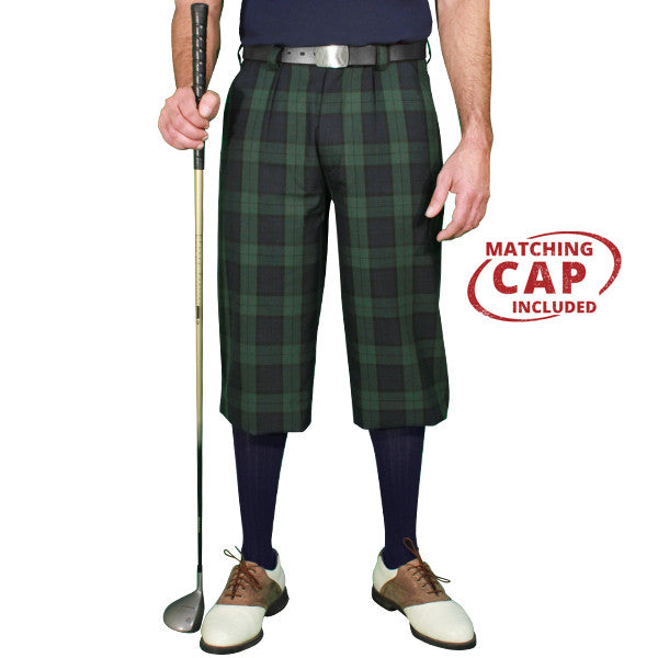 Men's Plaid Plus Fours Golf Knickers and Cap in Four Colors