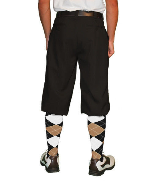 Premium 'Par 3' Men's Plus Fours Golf Knickers in black, ideal for golfing