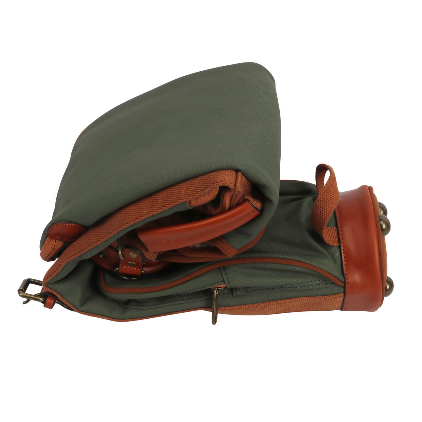 TOURBON Vintage Canvas & Leather Golf Club Pencil Bag with padded shoulder strap and spacious pockets.