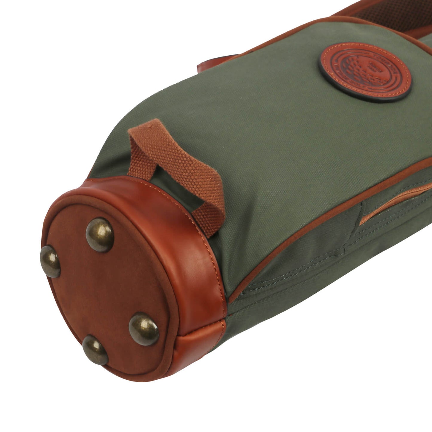 TOURBON Vintage Canvas & Leather Golf Club Pencil Bag with padded shoulder strap and spacious pockets.