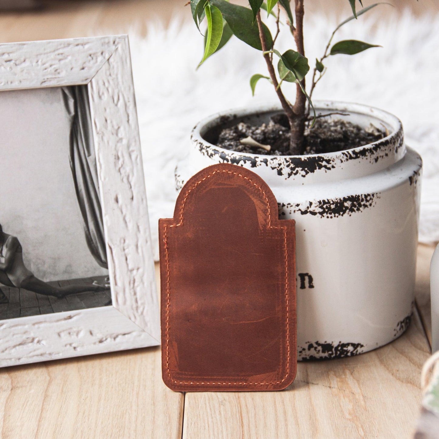 Vintage Leather Golf Tag in Brown - Handmade Genuine Leather Tag Holder for Golf Bags