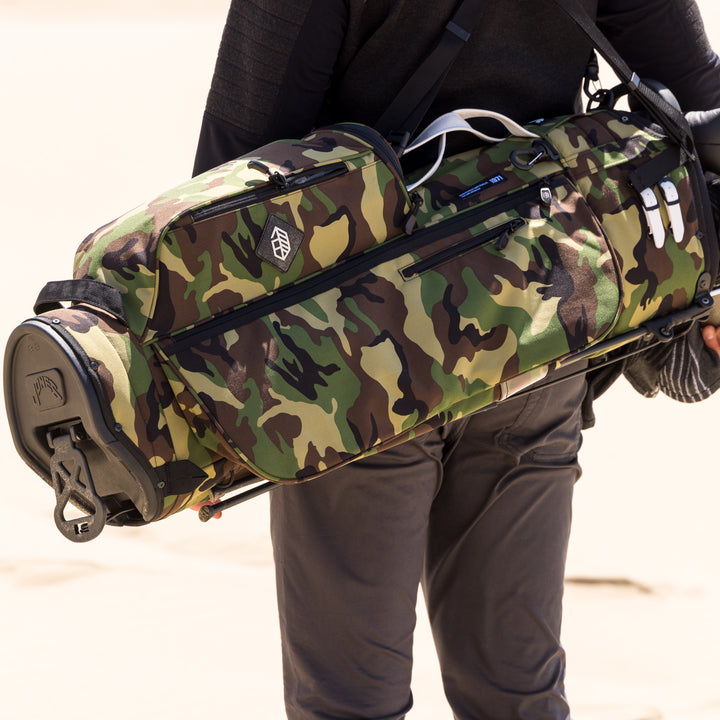 Camouflage Sunday Golf Bag in Water-Resistant Nylon for avid golfers