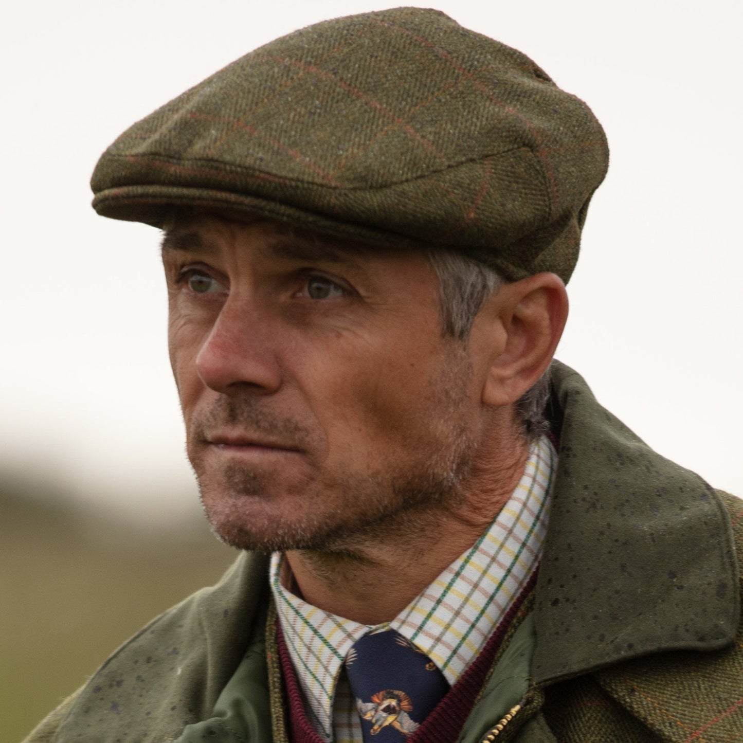Dark sage Tweed Cap for Men