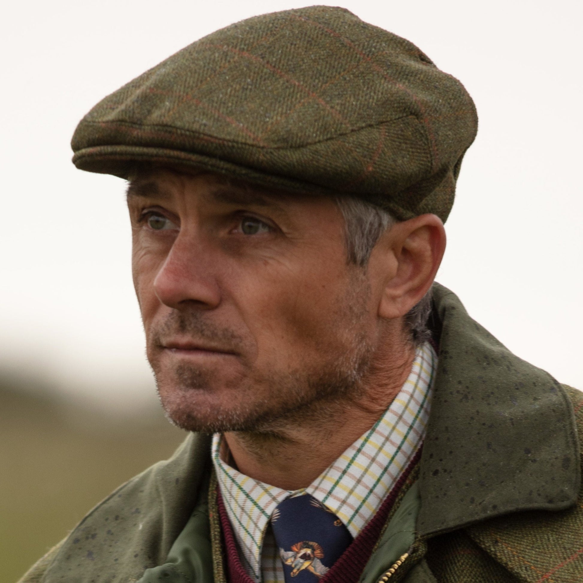 Dark sage Tweed Cap for Men