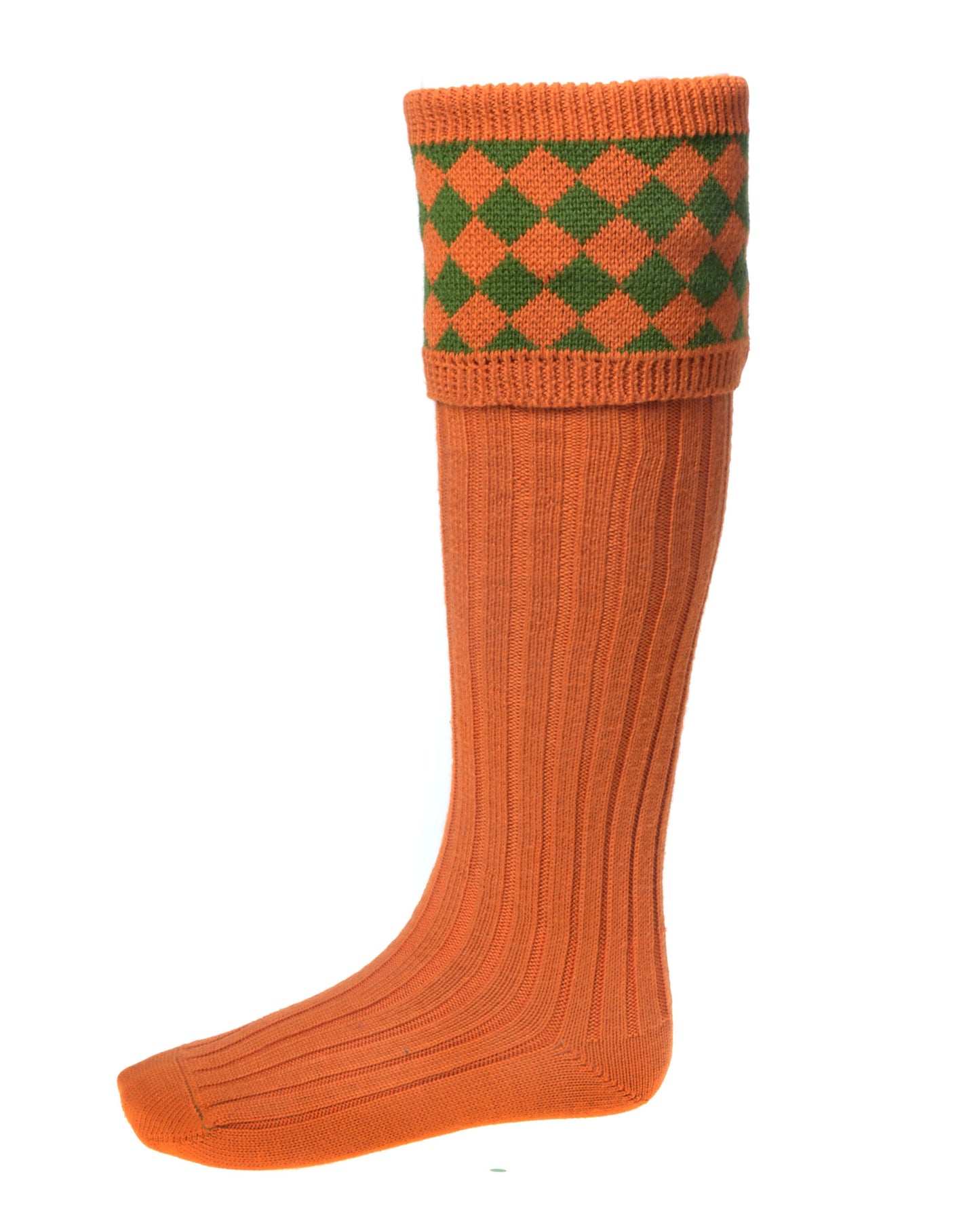 Knee High Chessboard Golf Socks made from Merino Wool with removable Garter Ties