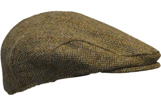 Harris Tweed Herringbone Flat Cap - Charcoal