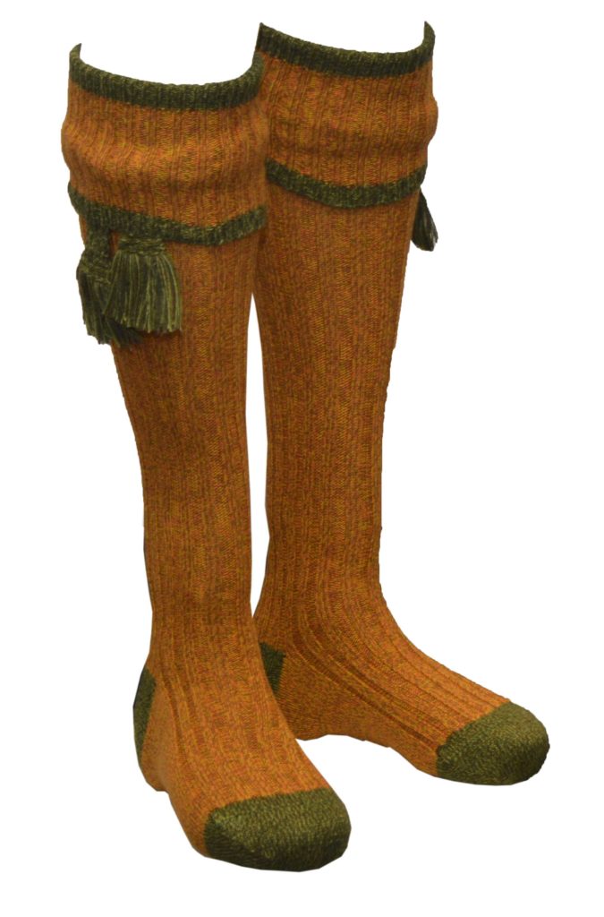 Knee High Golf Socks made from Merino Wool with removable Garter Ties Media