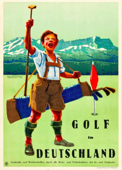 Golf in Deutschland - Vintage German golf Travel Poster 1927