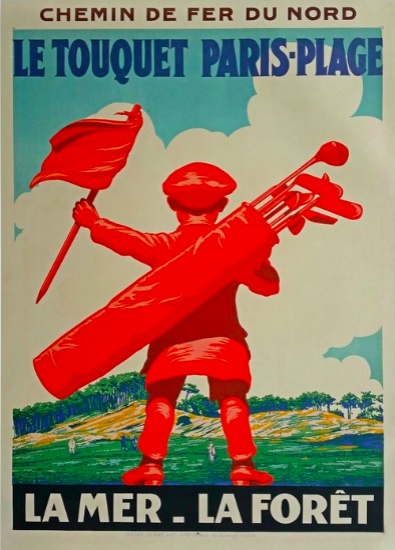 Le Touquet Paris - Plage Chemin De Fer Du Nord Vintage Golf Poster