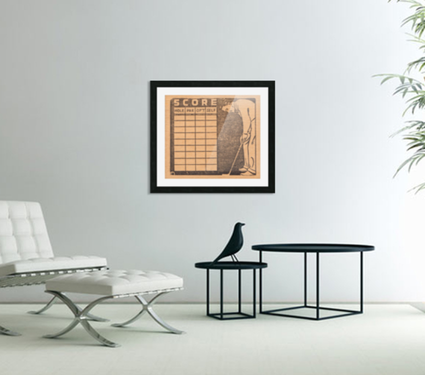 Vintage golf scorecard on wall