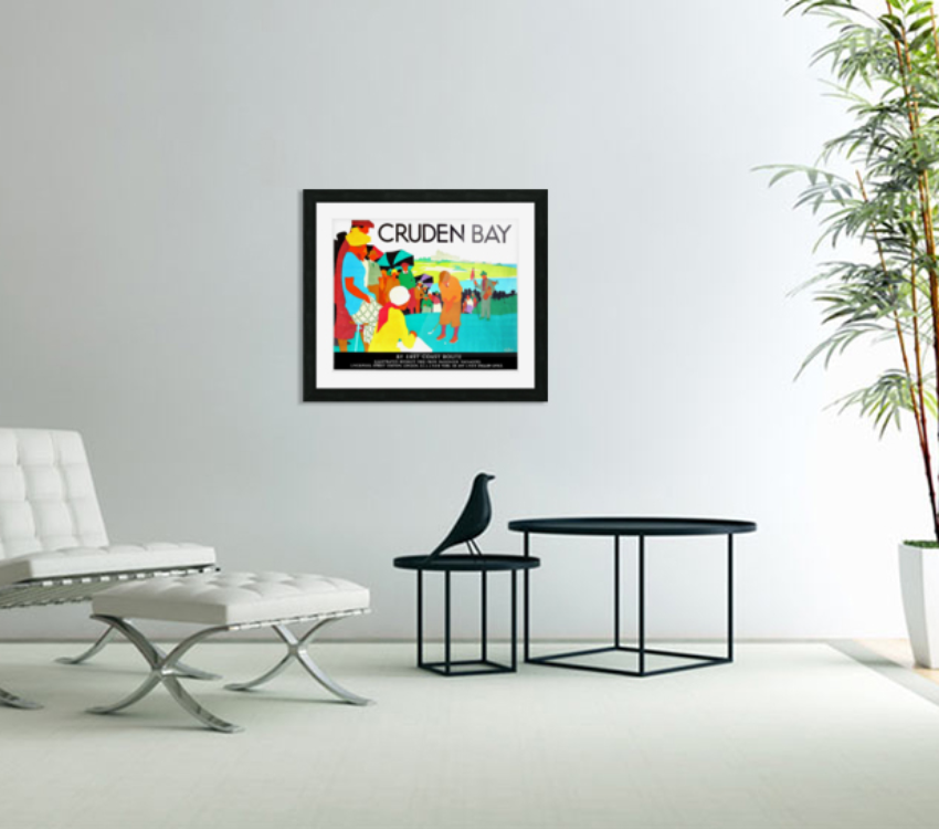 Golf on Cruden Bay vintage golf poster hanging on wall