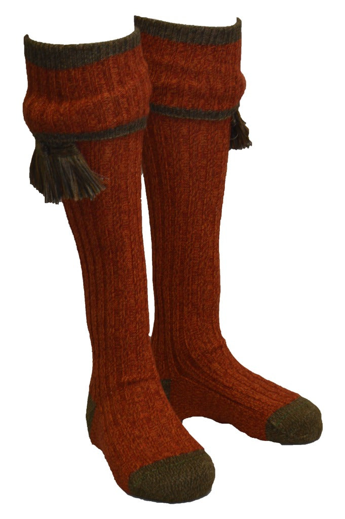 Knee High Golf Socks made from Merino Wool with removable Garter Ties Media
