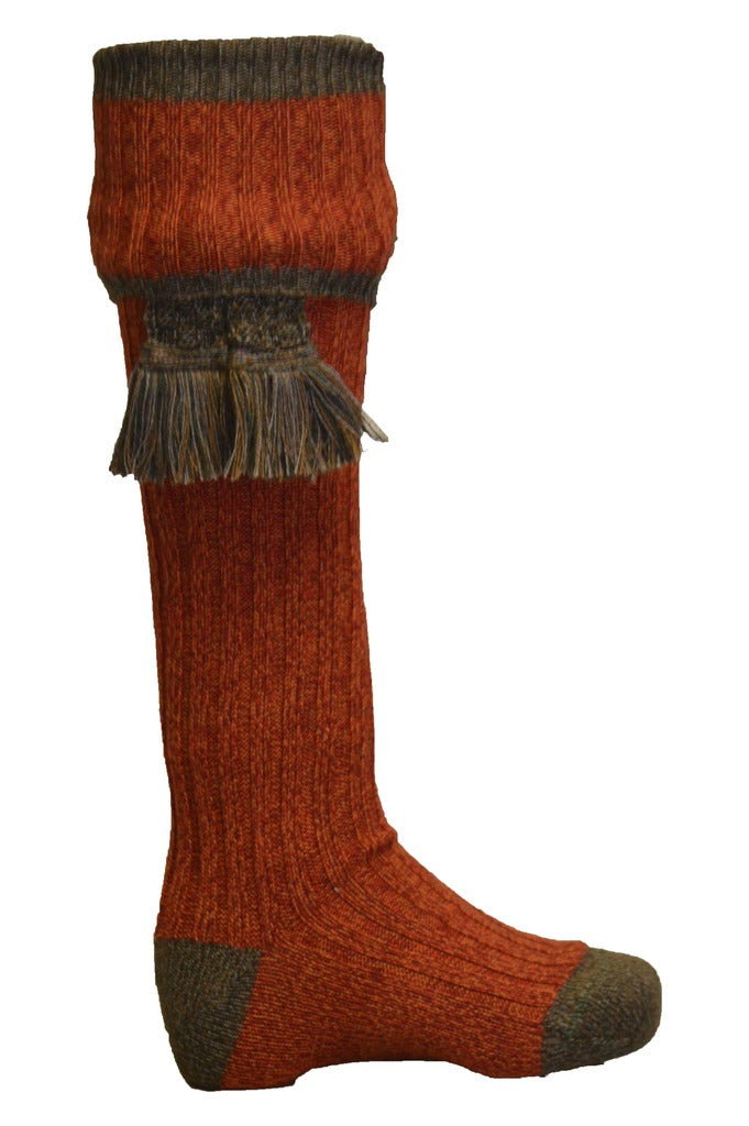 Knee High Golf Socks made from Merino Wool with removable Garter Ties Media