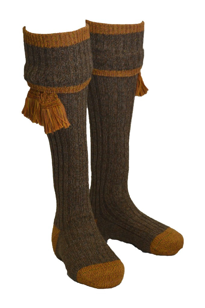 Knee High Golf Socks made from Merino Wool with removable Garter Ties Media