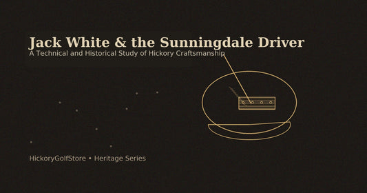 Minimalist cover graphic for the Jack White and Sunningdale Driver article from the HickoryGolfStore Heritage Series.
