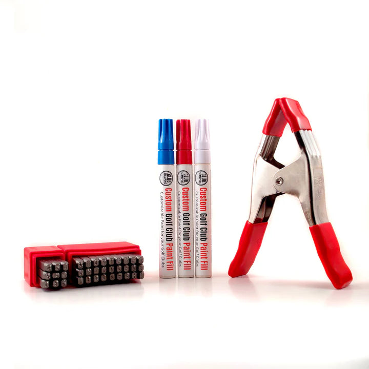 3mm wedge stamping kit with metal letter number stamps golf club paint fill pens and club clamp for custom golf club personalization