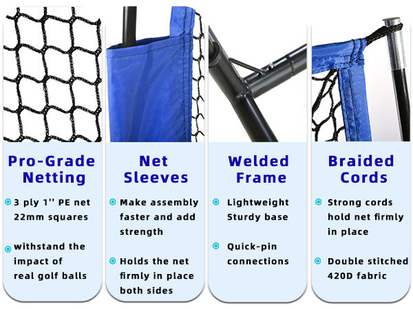 7x7 golf practice net with ball return pocket and carry bag for indoor outdoor real golf ball training