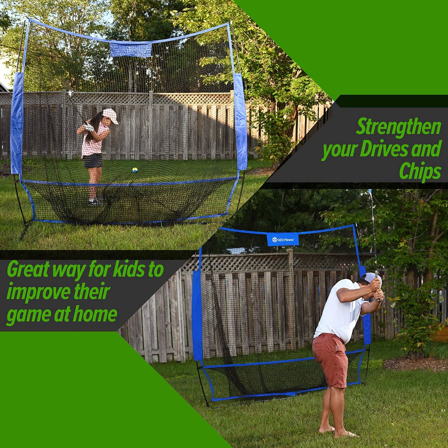 7x7 golf practice net with ball return pocket and carry bag for indoor outdoor real golf ball training
