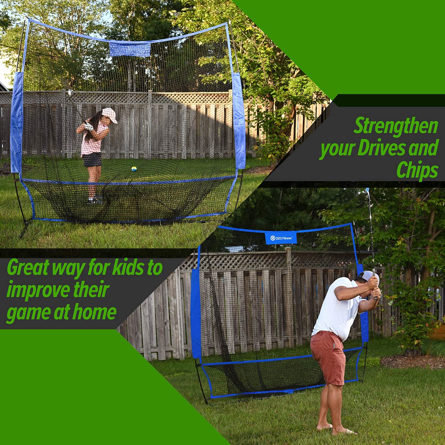 7x7 golf practice net with ball return pocket and carry bag for indoor outdoor real golf ball training