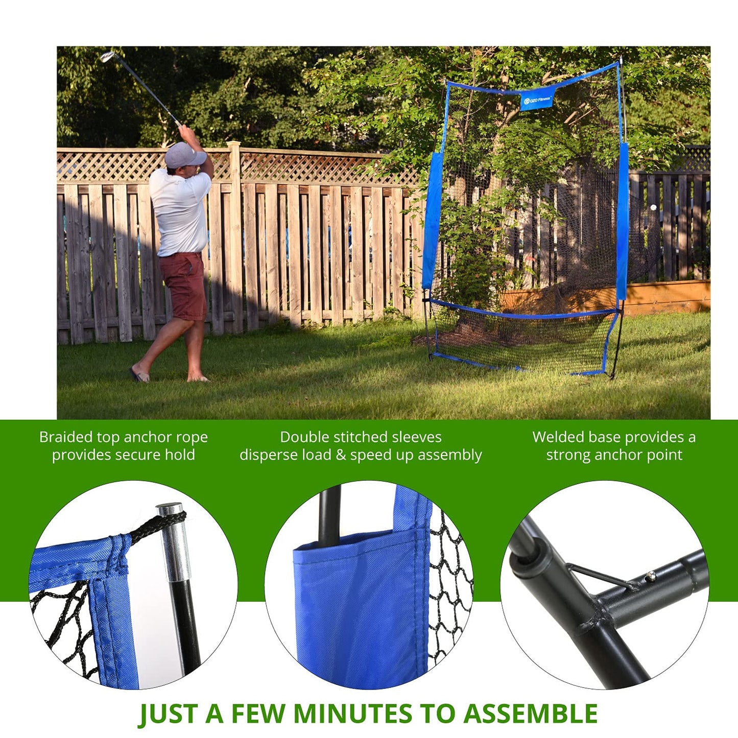 7x7 golf practice net with ball return pocket and carry bag for indoor outdoor real golf ball training