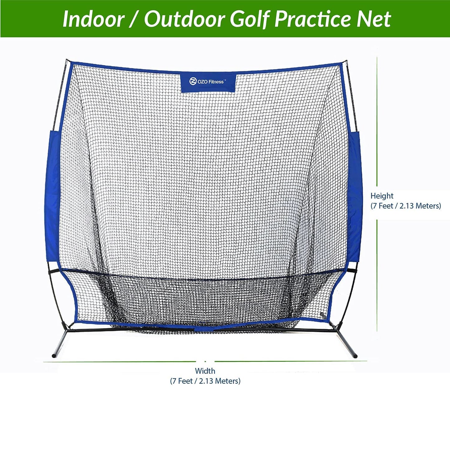 7x7 golf practice net with ball return pocket and carry bag for indoor outdoor real golf ball training