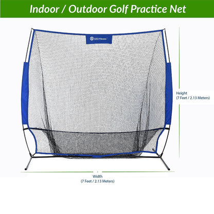 7x7 golf practice net with ball return pocket and carry bag for indoor outdoor real golf ball training