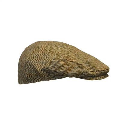 Harris Tweed Herringbone Flat Cap - Sandy