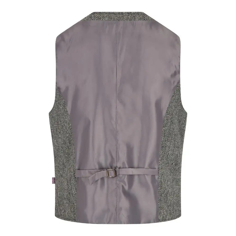 Mens Classic Scottish Harris Tweed Waistcoat - Steel Grey
