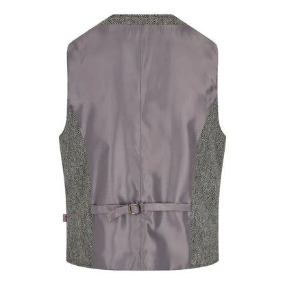 Mens Classic Scottish Harris Tweed Waistcoat - Steel Grey