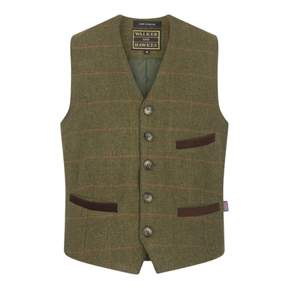 Derby Tweed Alcott Waistcoat-Dark Sage