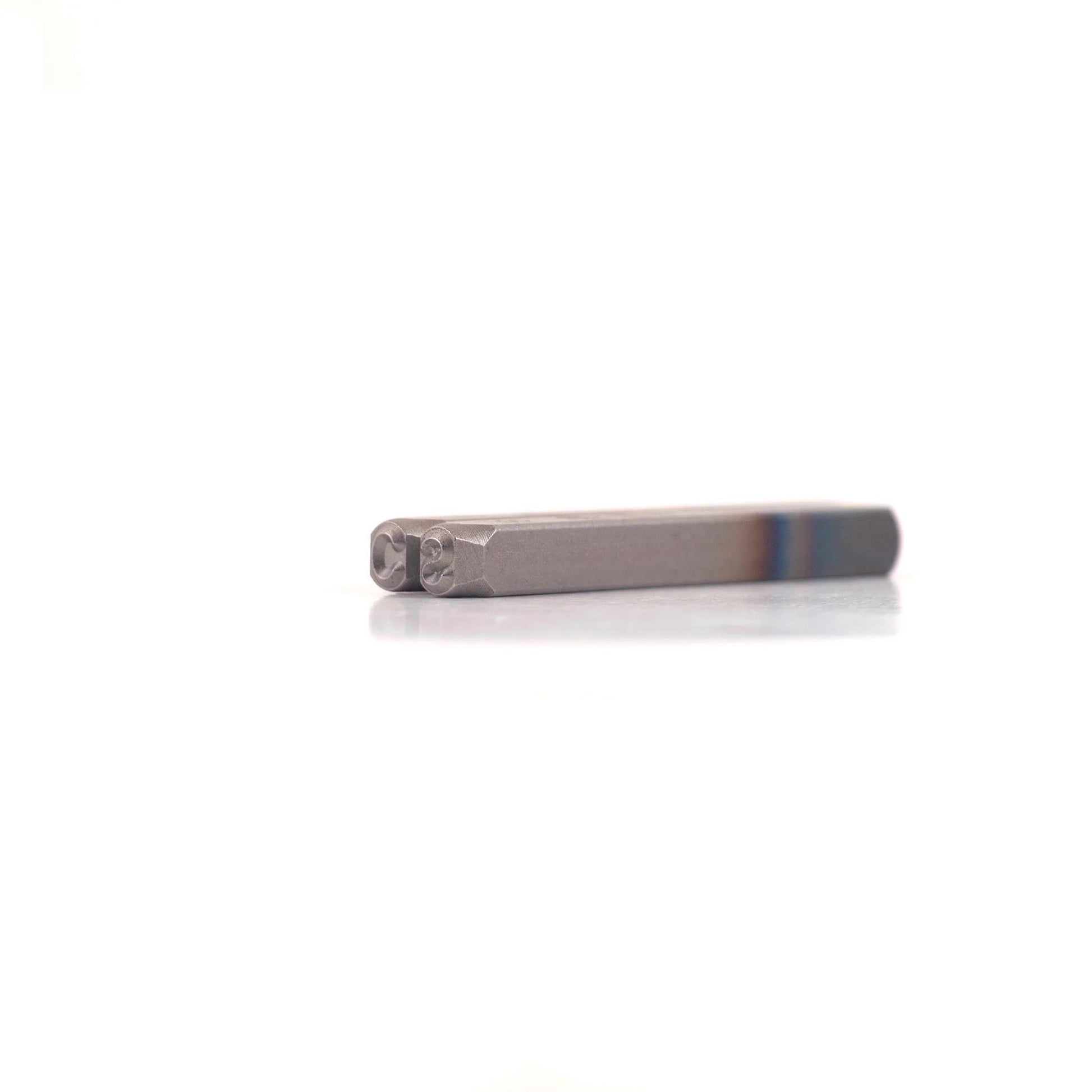 Golf wedge stamping kit with clamp and paint fill pens for customizing golf club heads-Wedge_Stamping_Initials_Angle