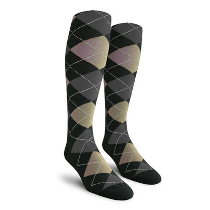 Argyle Mens Knee High Golf Socks in Black, Taupe, and Charcoal