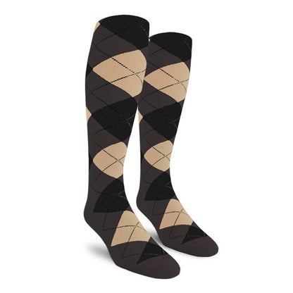 Argyle Mens Knee High Golf Socks in Charcoal, Black, and Khaki