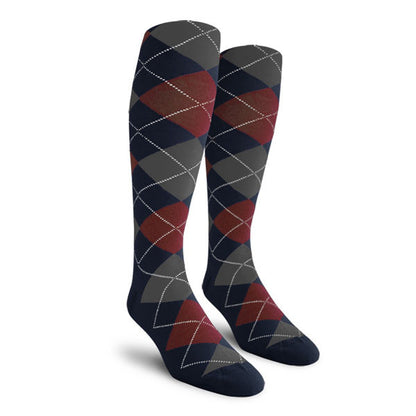 Argyle Mens Knee High Golf Socks in Navy, Maroon, and Charcoal